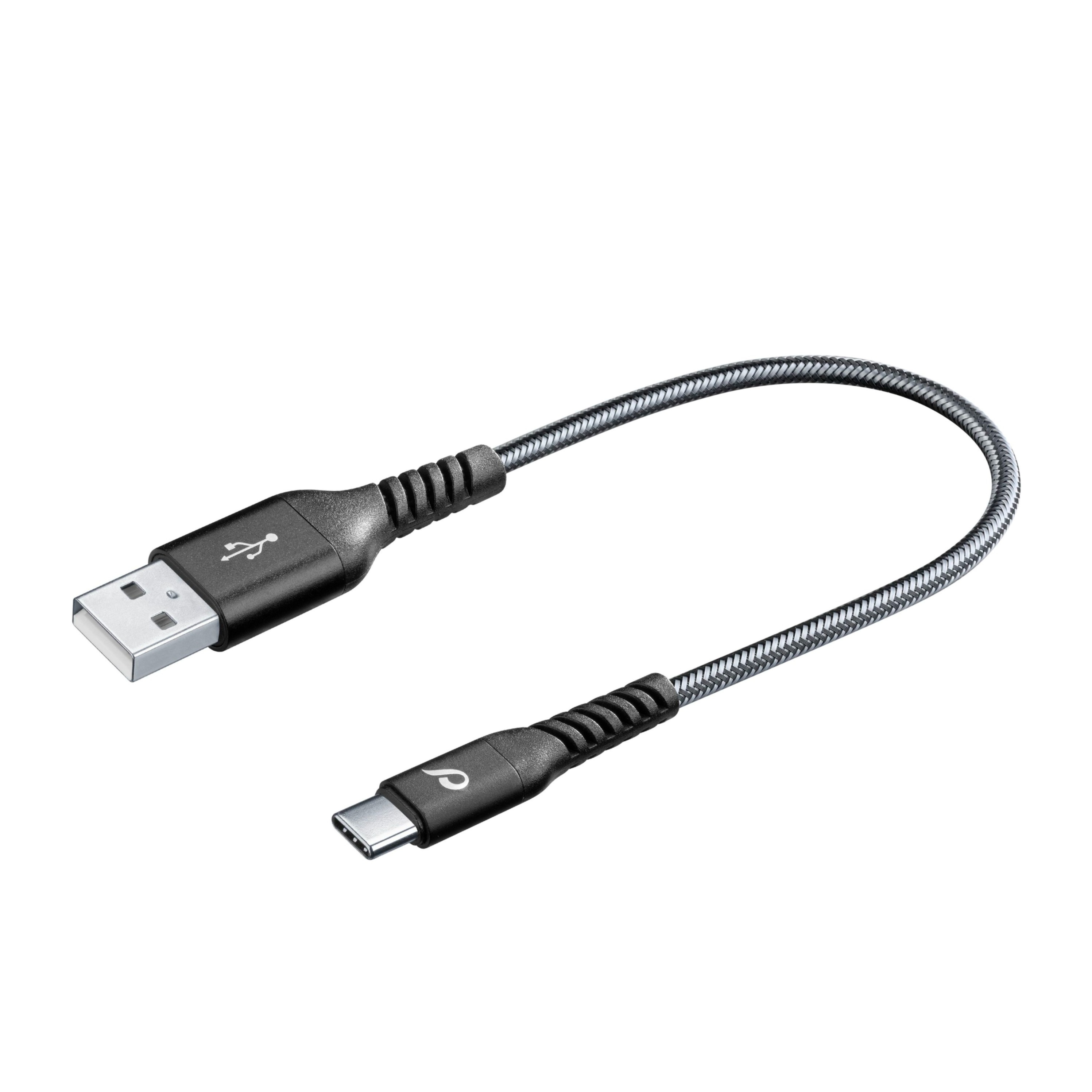 Image of Cellularline - (15cm) Tetra Force Nylon USB auf USB C Ladekabel Datenkabel (TETRACABTYC15CMK) - Schwarz bei Apfelkiste.ch