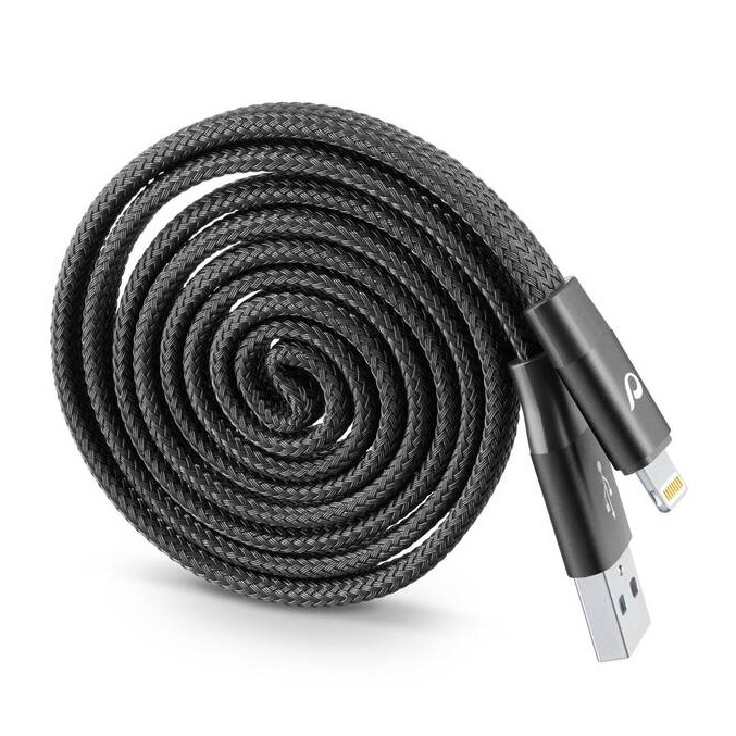 Image of Cellularline - (1m) Yo-Yo USB A auf Lightning Ladekabel Fast Charge Nylon Selbstaufrollendes Datenkabel (USBDATAROLMFIK) - Schwarz bei Apfelkiste.ch