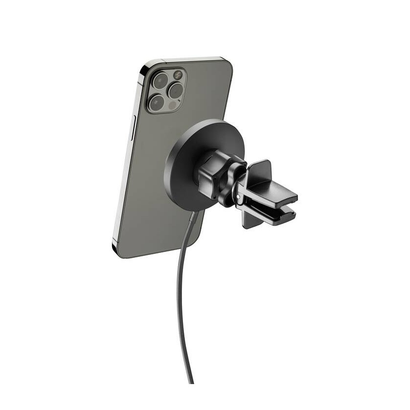 Image of Cellularline - (7.5W) 2in1 MagSafe Auto KFZ Ladegerät für Apple iPhone (Mini/Pro/Max) + Air Frame Halterung (MAGSFHOLDERWIRK) - Schwarz bei Apfelkiste.ch