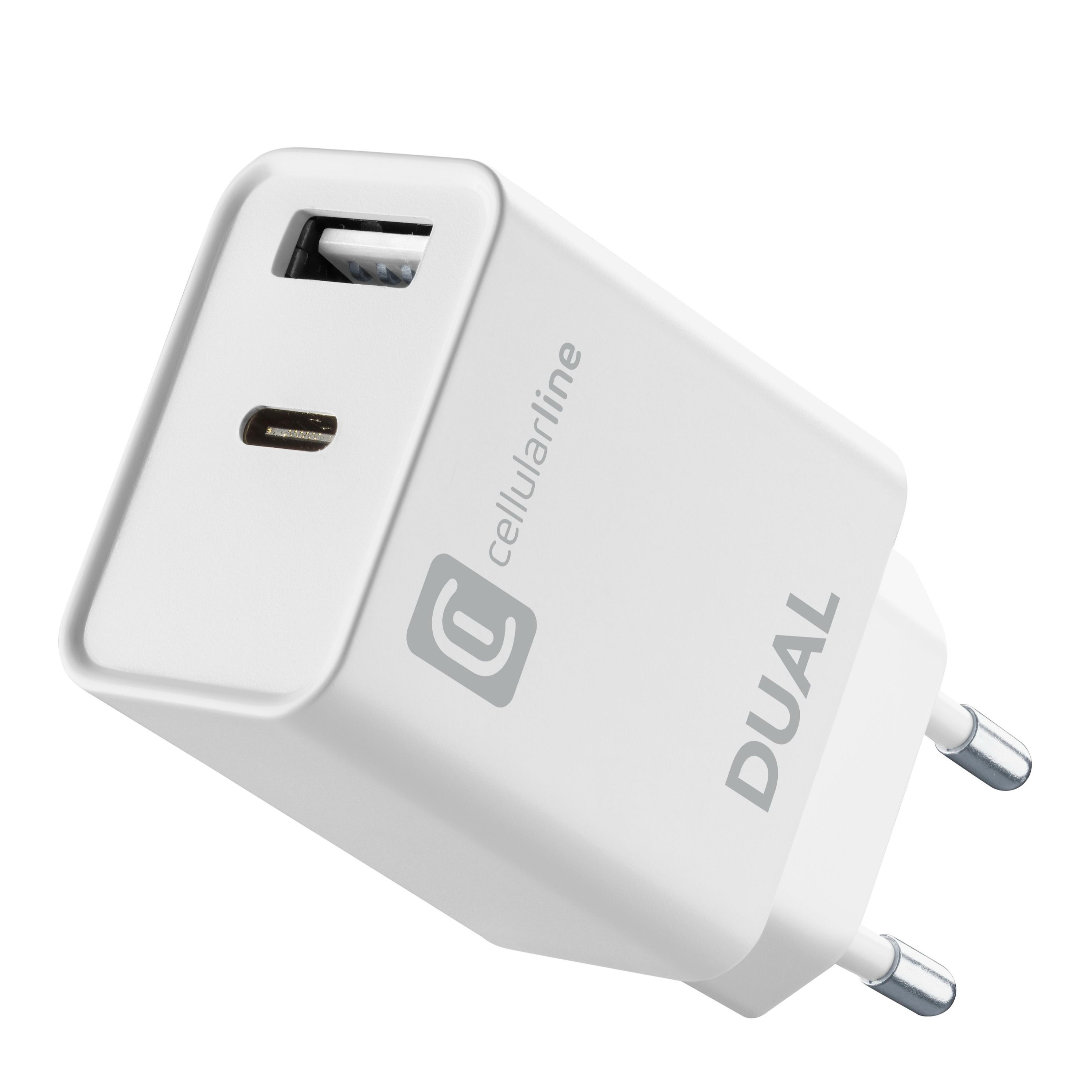 Image of Cellularline - (20W) USB / USB C Fast Charge Ladegerät Power Delivery Netzteil (ACHIPHUSB2PD20WW) - Weiss bei Apfelkiste.ch