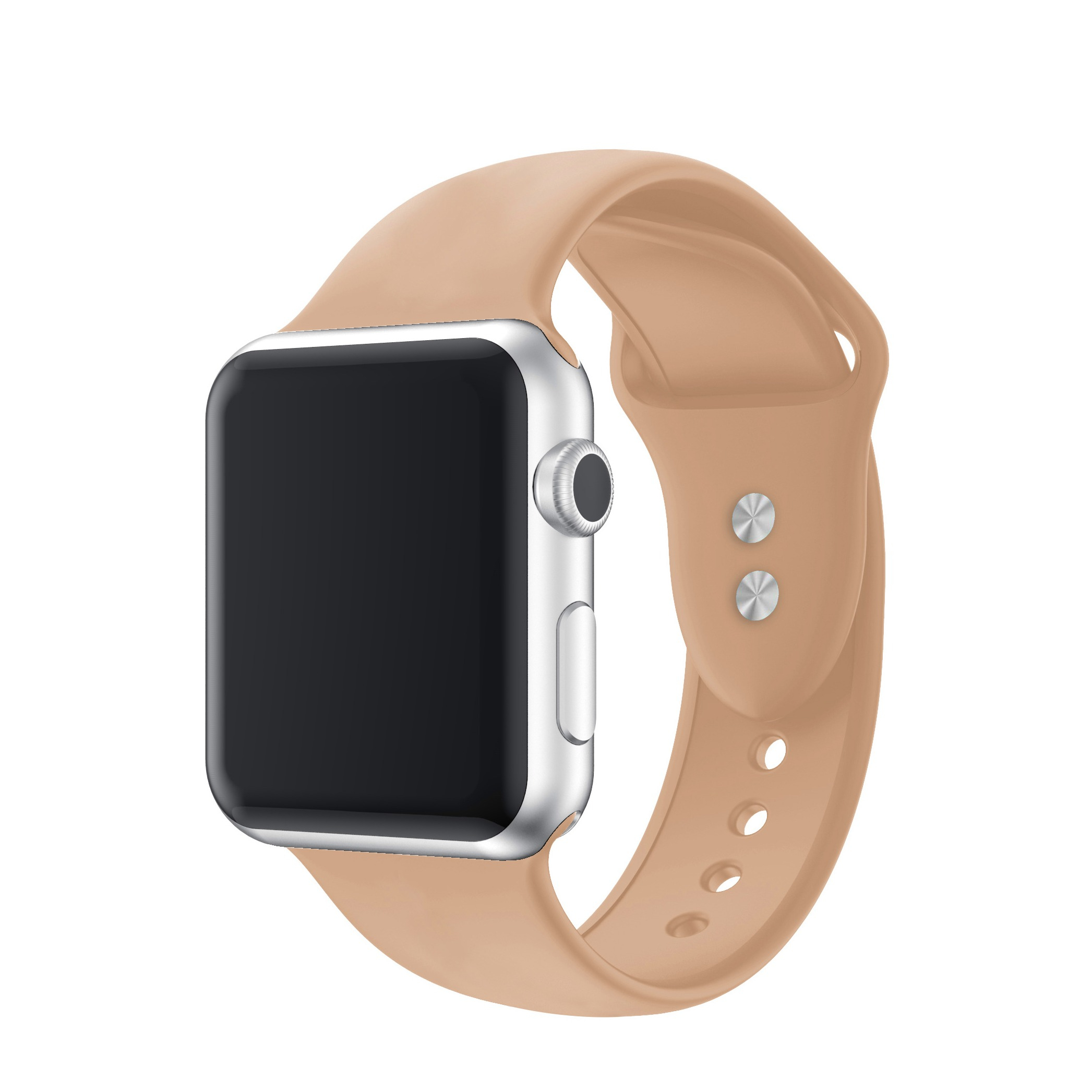 Image of Changee - Apple Watch (45/44/42 mm) Silikon Sport Armband mit Doppelverschluss (Gelenkumfang: 175-205mm) - Beige bei Apfelkiste.ch