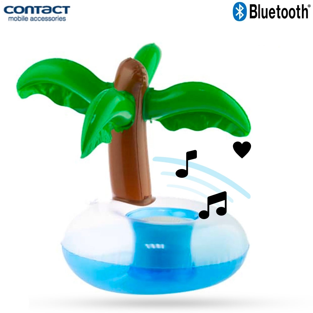 Aufblasbarer Schwimmender Bluetooth 4.2 Lautsprecher Speaker Wasserdicht (IPX67) + Luftpumpe - Palme / Palm Tree