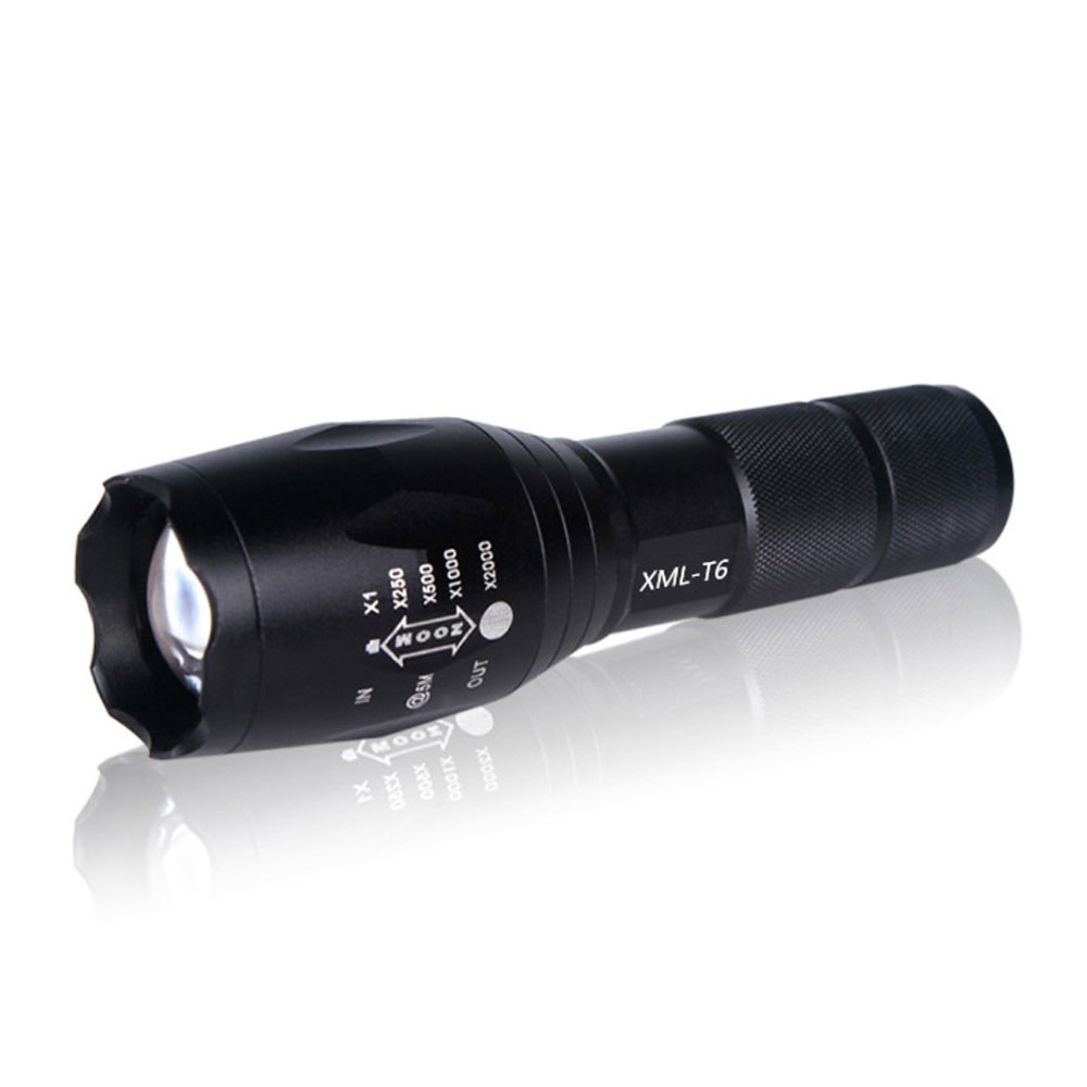 Image of Aluminium LED Taschenlampe CREE XML-T6 mit verstellbarem Fokus (900LM) - Schwarz bei Apfelkiste.ch