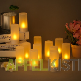 12 tlg set flackernde led teelichter ladestation