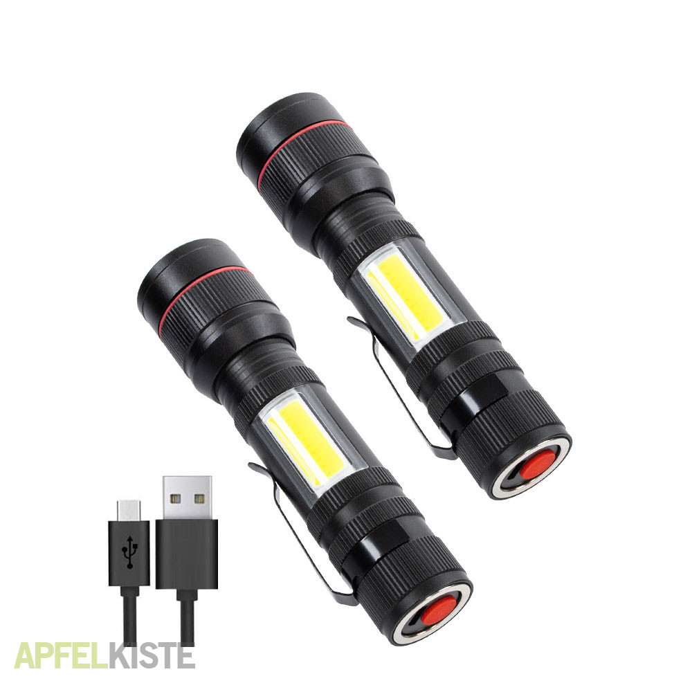 Praktisch Stift Licht Zoom USB Wiederaufladbare Mini Taschenlampe LED Lampe