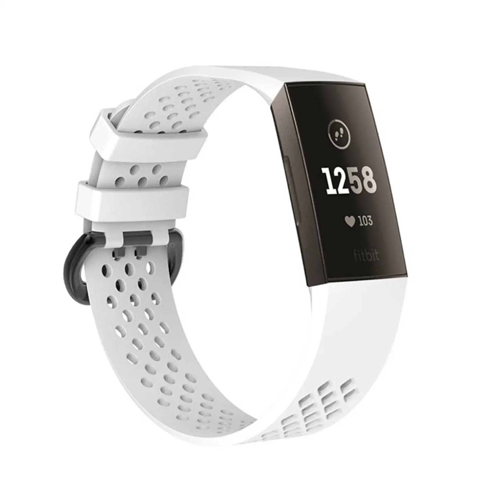 Image of (Gr. XS) Fitbit Charge 4 / 3 Ersatz Silikon Armband mit Doppel Dornschliesse (Gelenkumfang ca. 145 - 210mm) - Weiss bei Apfelkiste.ch