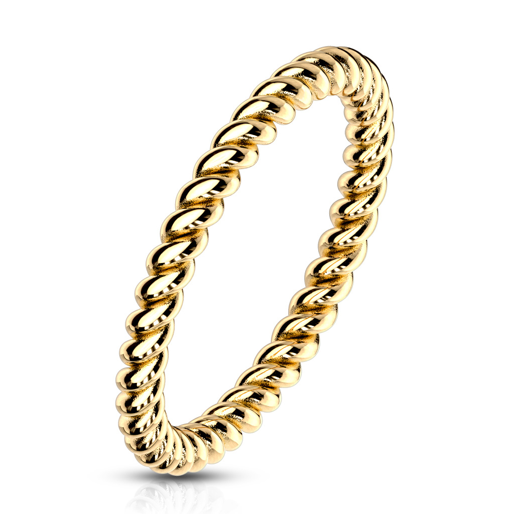 Image of (Gr. 50) Edelstahl Damen Fingerring Kordel Design - Gold bei Apfelkiste.ch