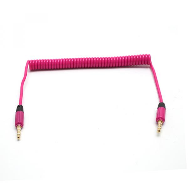 Image of (1m) 3.5mm dehnbares Spiral Audio Klinke Stecker Kabel AUX-IN - Brombeere bei Apfelkiste.ch