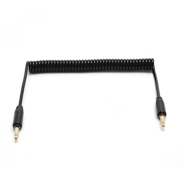 Image of (1m) 3.5mm dehnbares Spiral Audio Klinke Stecker Kabel AUX-IN - Schwarz bei Apfelkiste.ch
