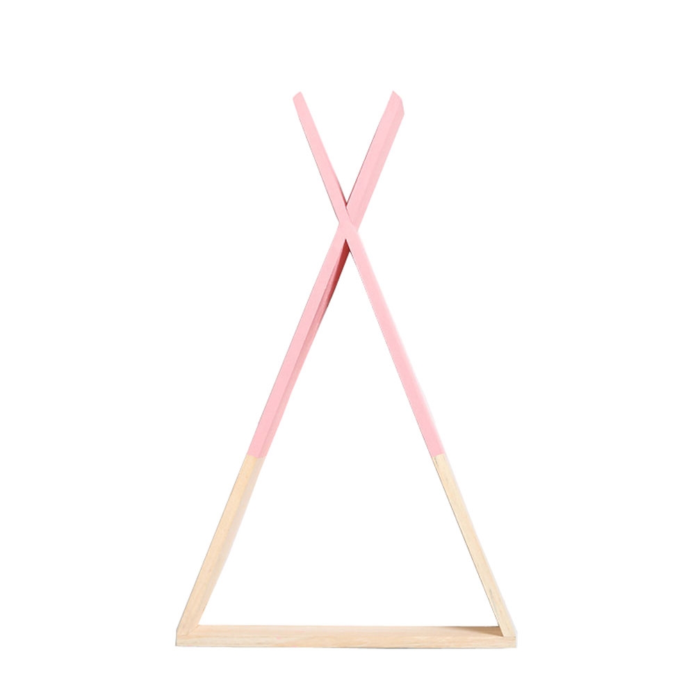 Deko Kinderzimmer Holz Wand Ablage Organizer Hänge Regal im nordischen Stil (23x37cm) - Braun / Rosa