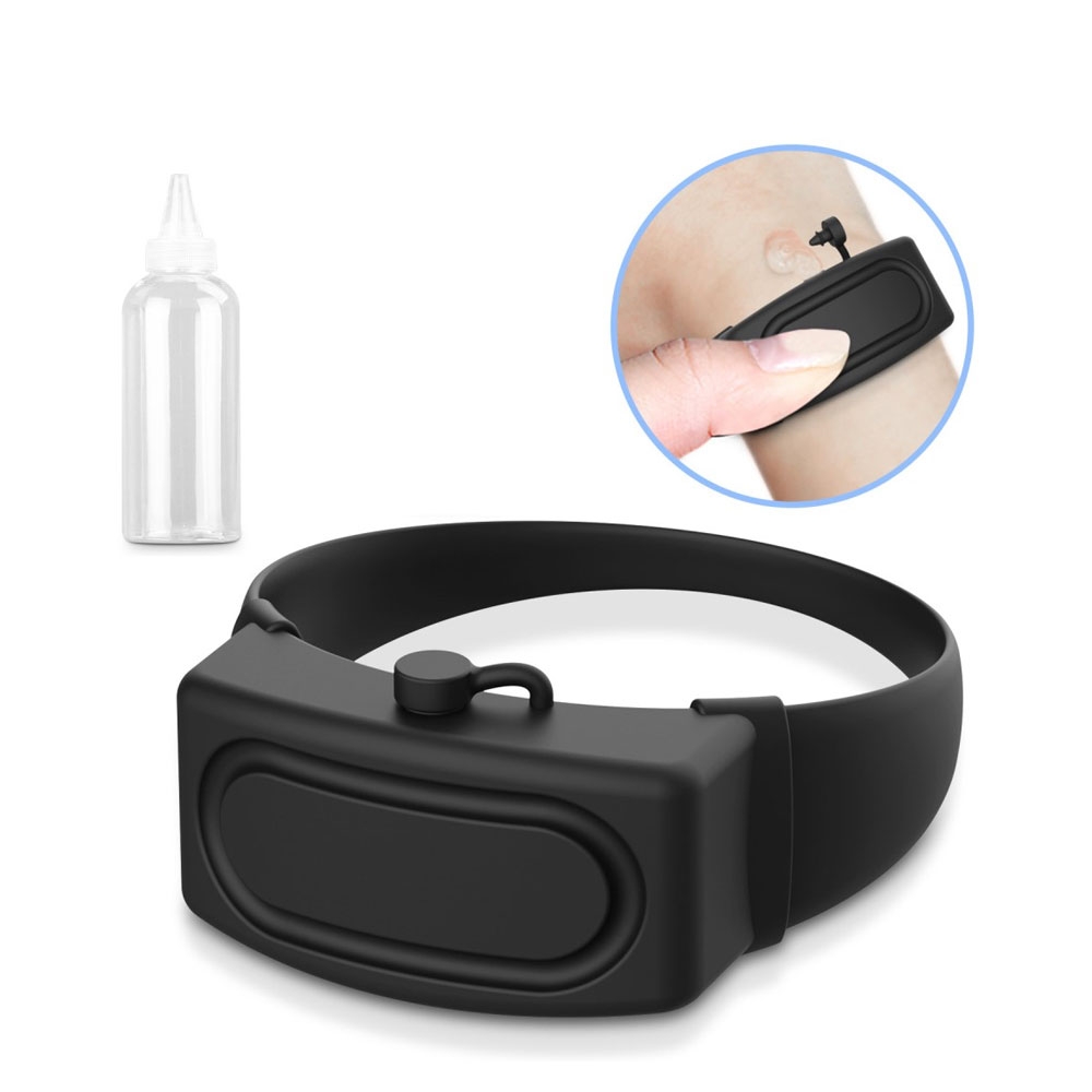 Image of (Gr. L) Desinfektionsmittel Silikon Armband Handspender Nachfüllbar (Gelenkumfang 170-190mm) - Schwarz bei Apfelkiste.ch