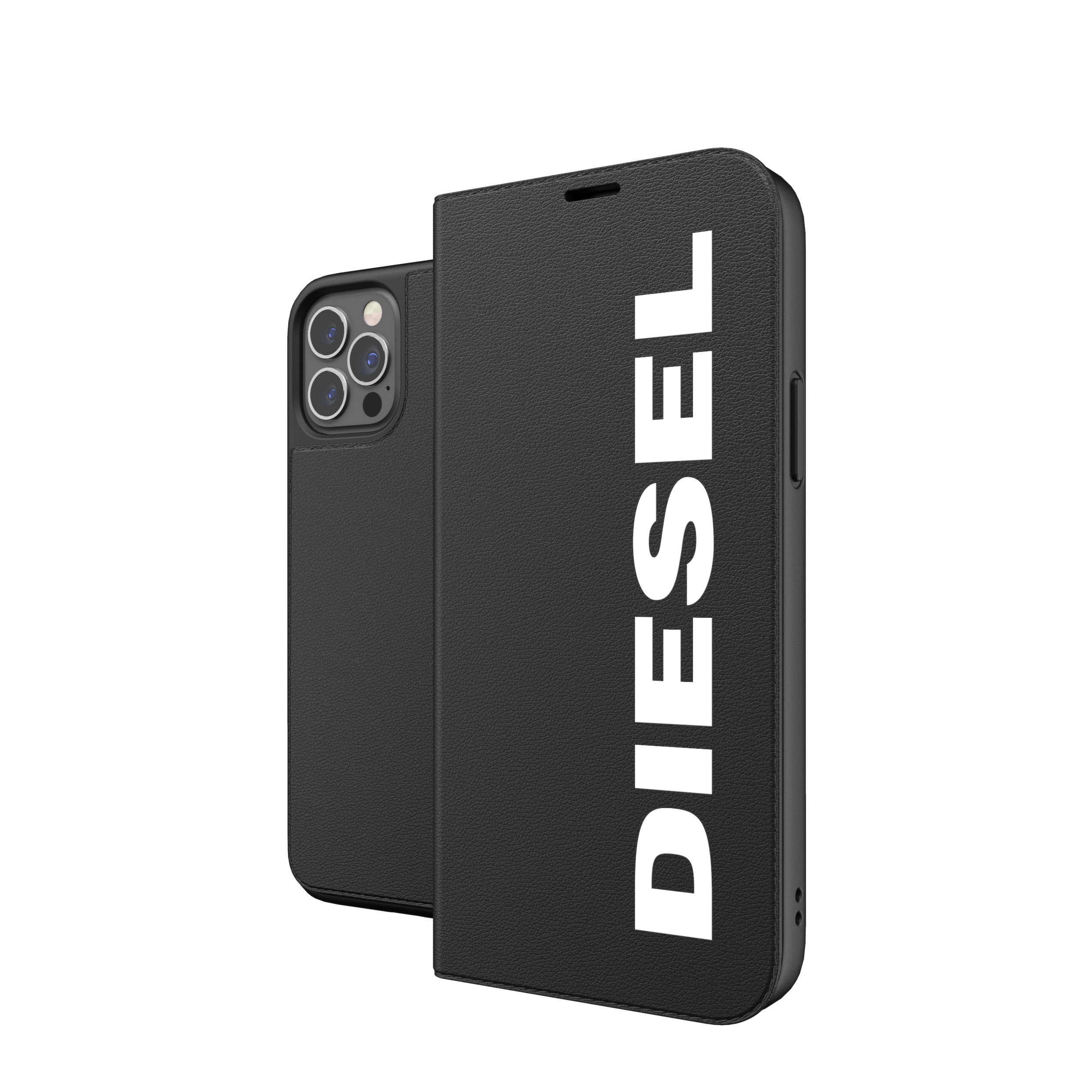 Image of Diesel - iPhone 12 / iPhone 12 Pro Leder Tasche Booklet Case Core Wallet (42486) - Schwarz bei Apfelkiste.ch