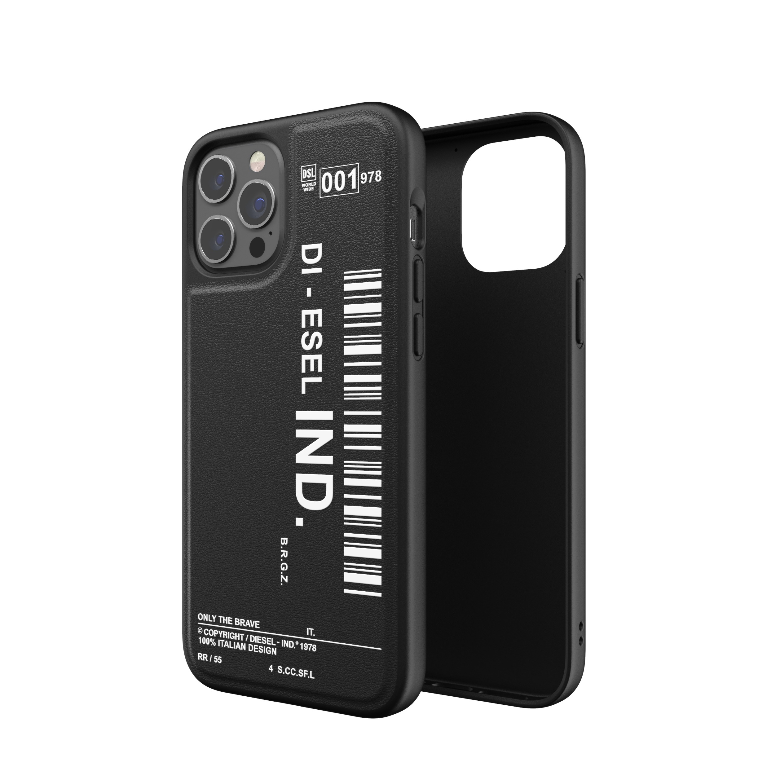 Image of Diesel - iPhone 12 Pro Max Leder Hardcase Hülle Moulded Case Core Barcode Grafik (42490) - Schwarz bei Apfelkiste.ch