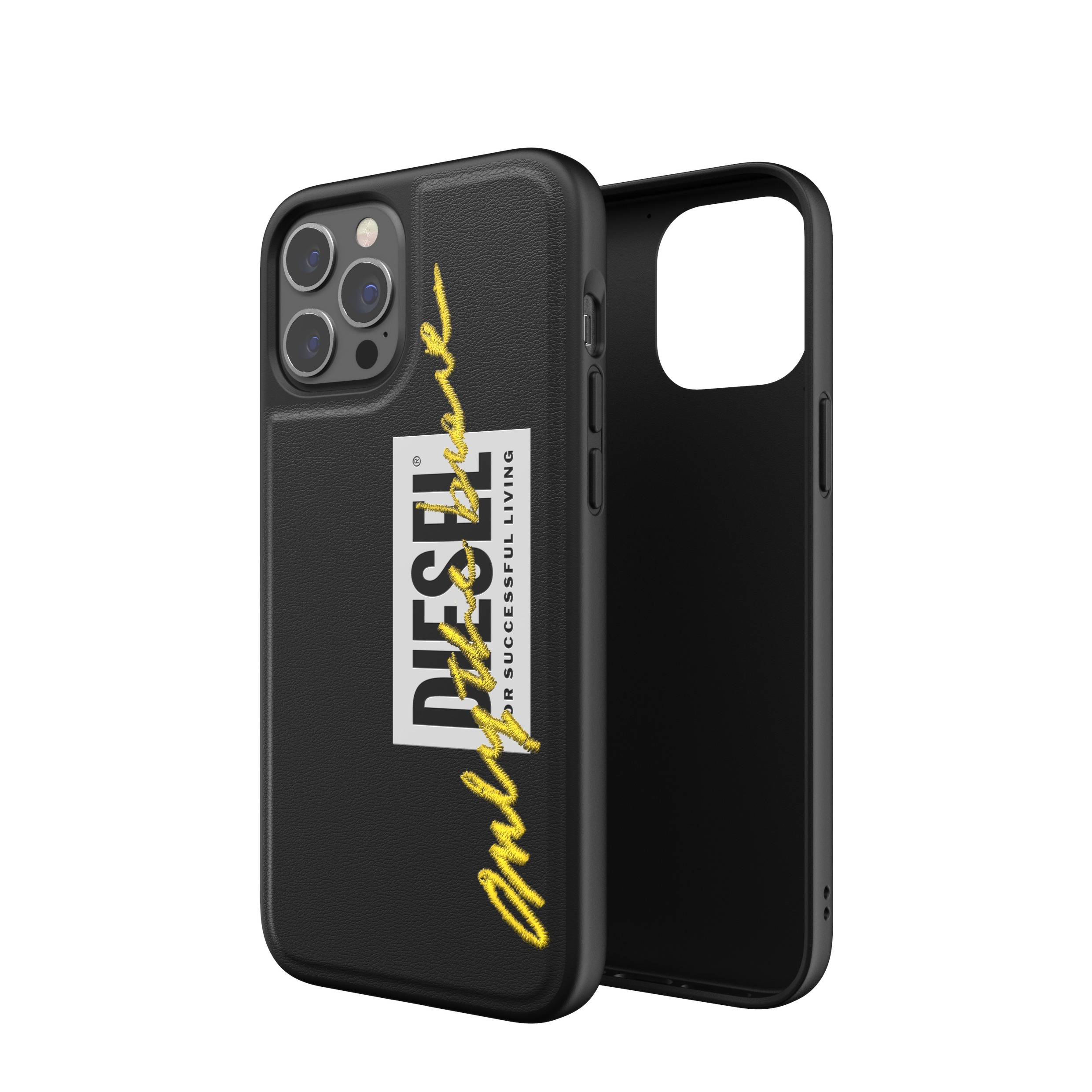 Image of Diesel - iPhone 12 Pro Max Leder Hardcase Hülle Moulded Case Core Embroidery (42508) - Schwarz bei Apfelkiste.ch