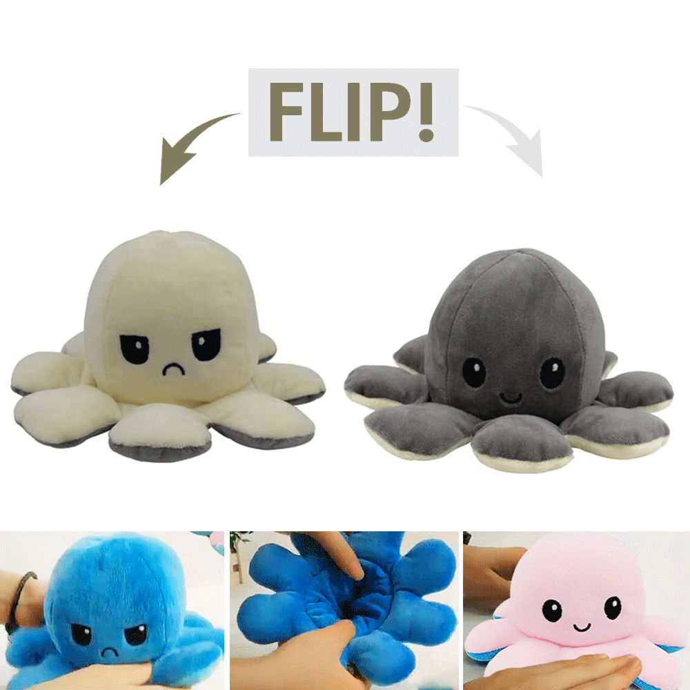 2 Oktopus Plüschtiere doppelseitige Oktopus Kinderspielzeug Innendekoration 