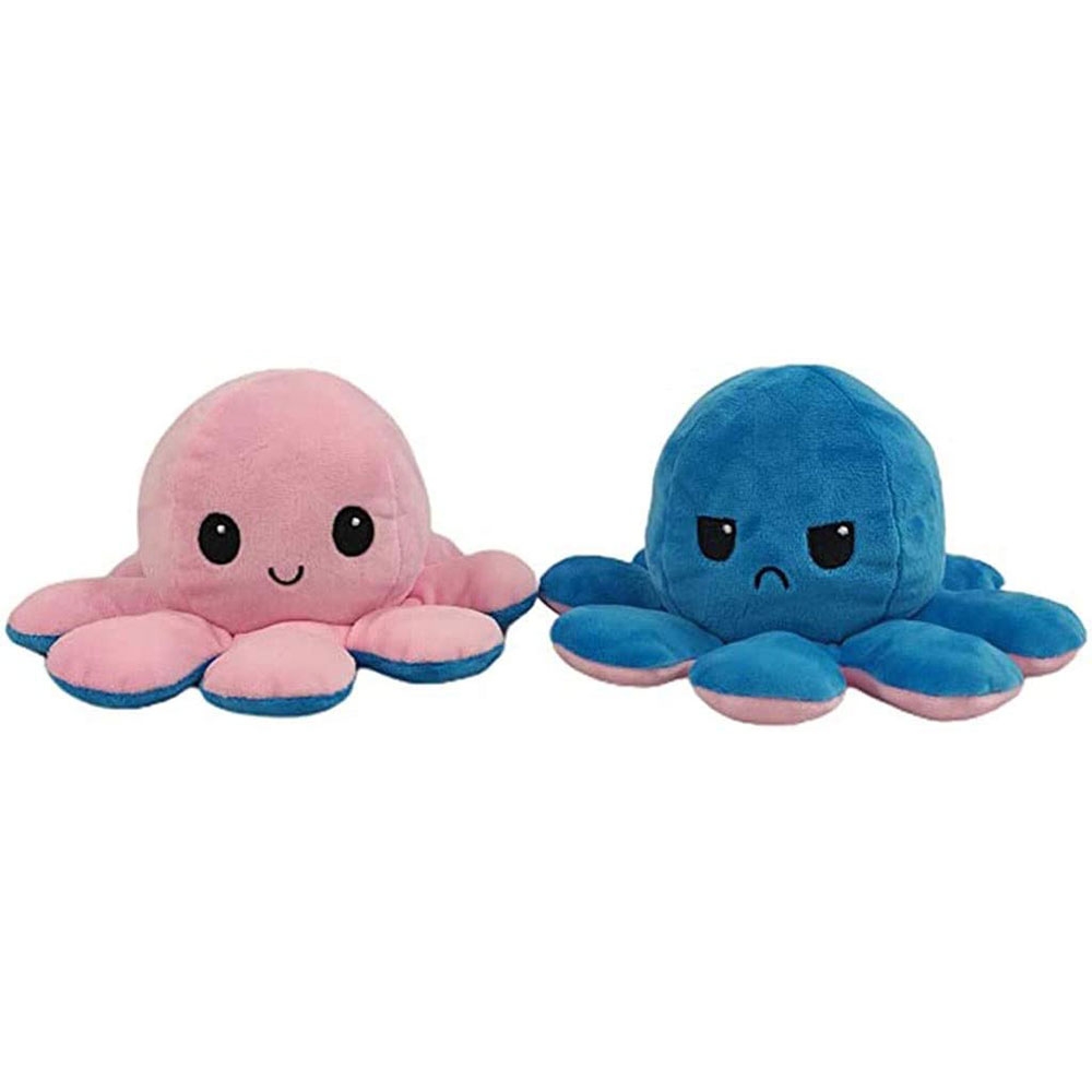 Doppelseitiger Mood Oktopus Pluschtier Rosa Blau