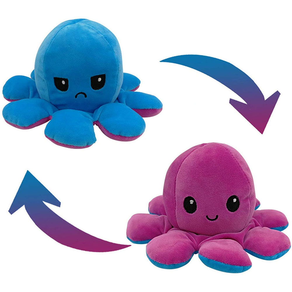 Doppelseitiger Mood Oktopus Pluschtier Violett Blau