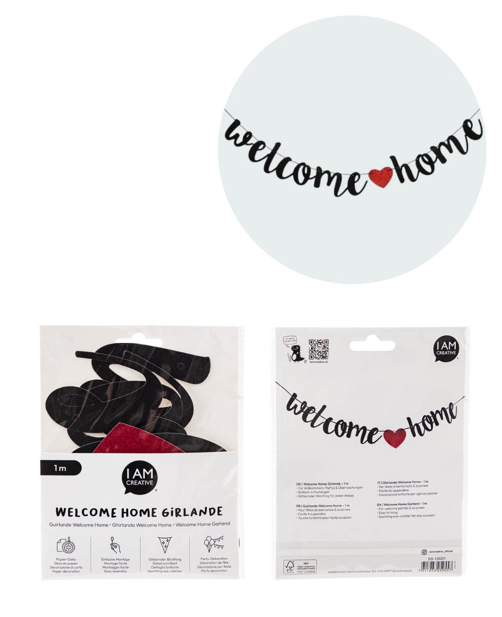 1m) Welcome Home Girlande Glitzer Party Accessoire