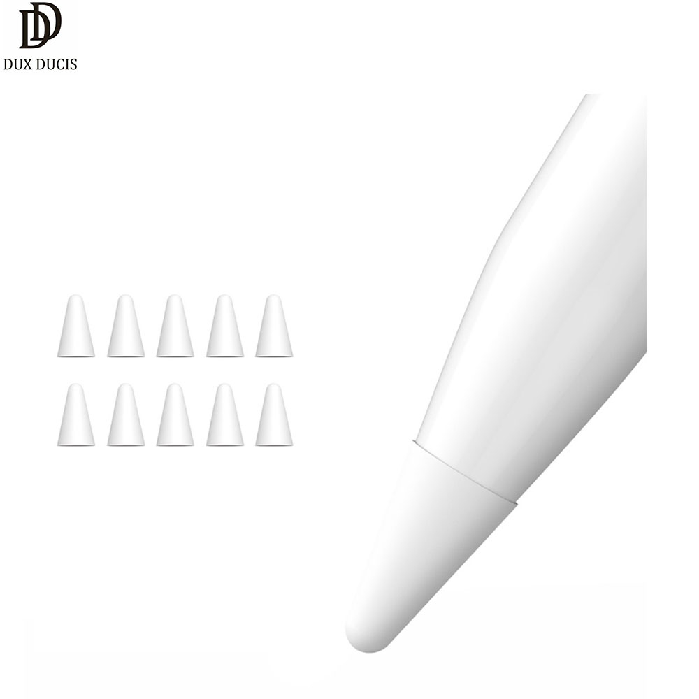 (10er Set) Apple Pencil 1. & 2. Gen. Ersatz Spitzen Schreibfedern Schutzkappen - Weiss