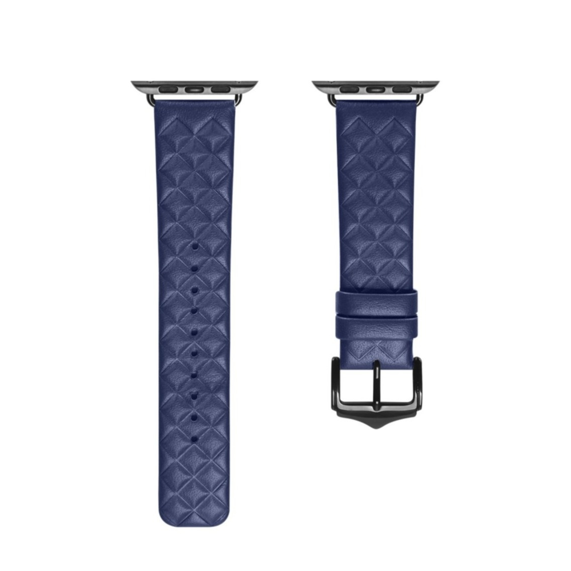 Image of Dux Ducis - Apple Watch (41/40/38 mm) Ersatz Echtleder Armband mit Rautenmuster (Gelenkumfang: 155-220mm) - Blau bei Apfelkiste.ch