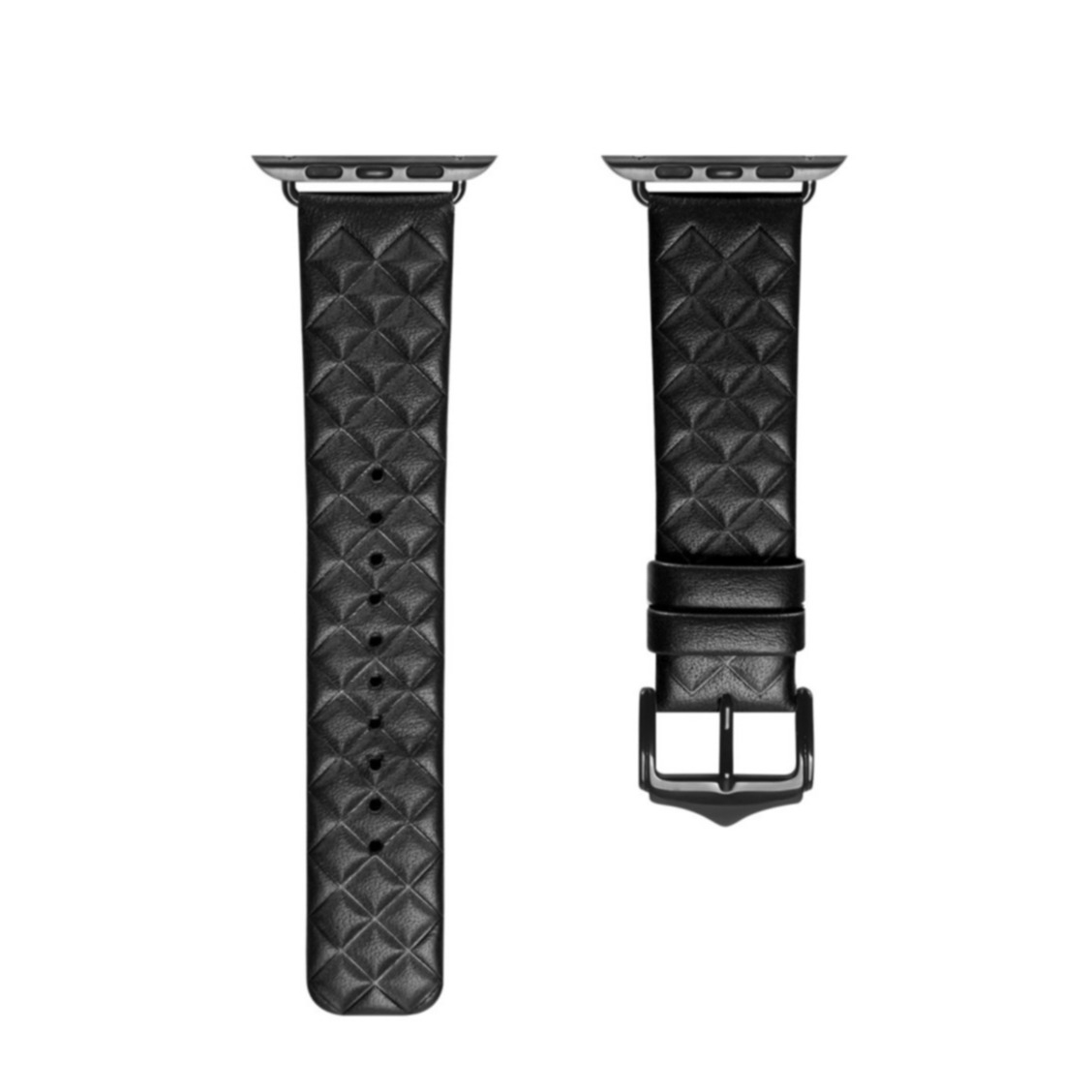 Image of Dux Ducis - Apple Watch (41/40/38 mm) Ersatz Echtleder Armband mit Rautenmuster (Gelenkumfang: 155-220mm) - Schwarz bei Apfelkiste.ch