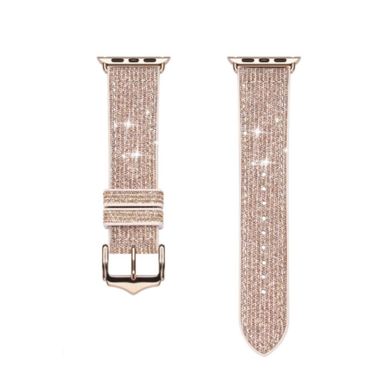 Image of Dux Ducis - Apple Watch (45/44/42 mm) Leder / Silikon Glitzer Armband (Gelenkumfang: 180-230mm) - Gold bei Apfelkiste.ch