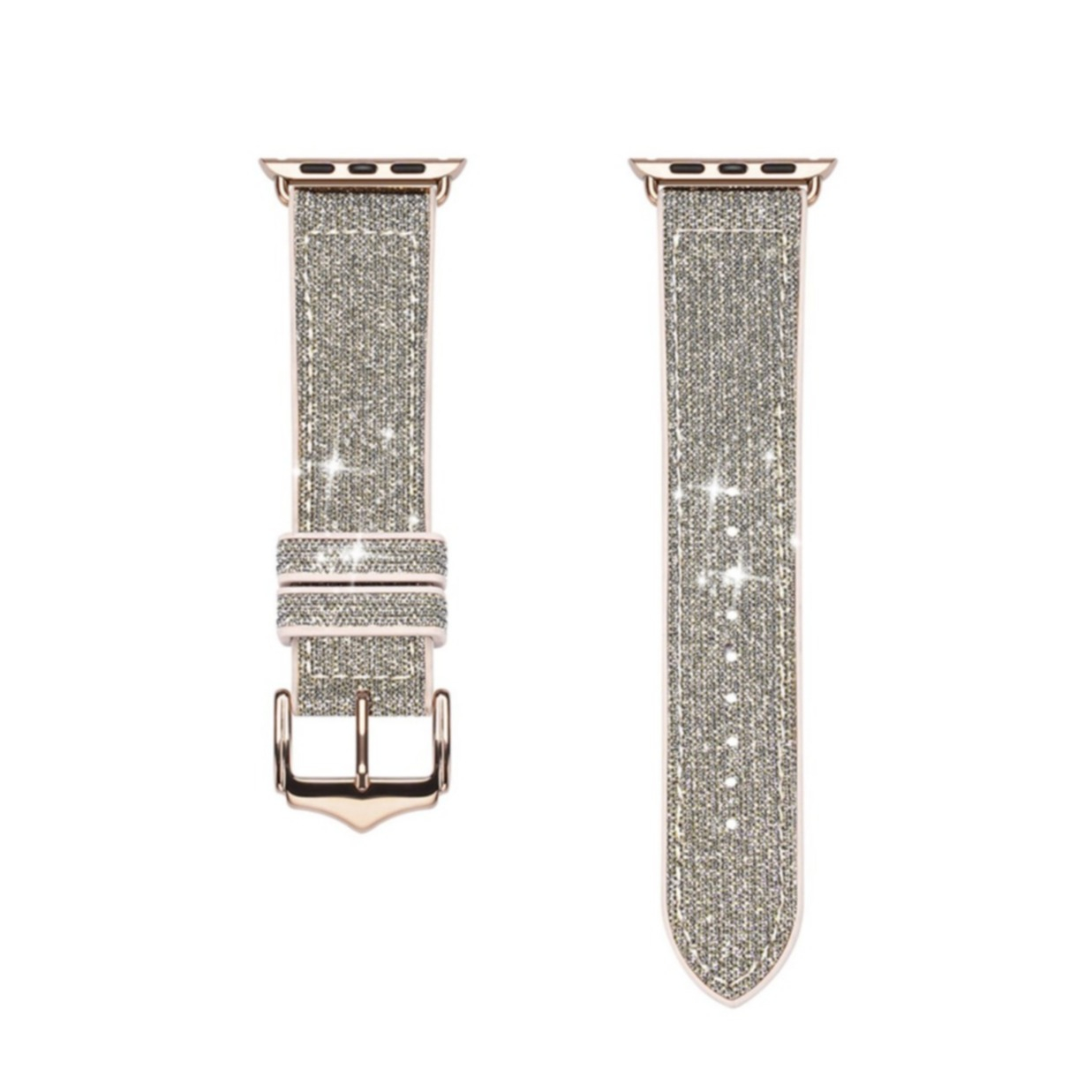 Image of Dux Ducis - Apple Watch (45/44/42 mm) Leder / Silikon Glitzer Armband (Gelenkumfang: 180-230mm) - Silber bei Apfelkiste.ch