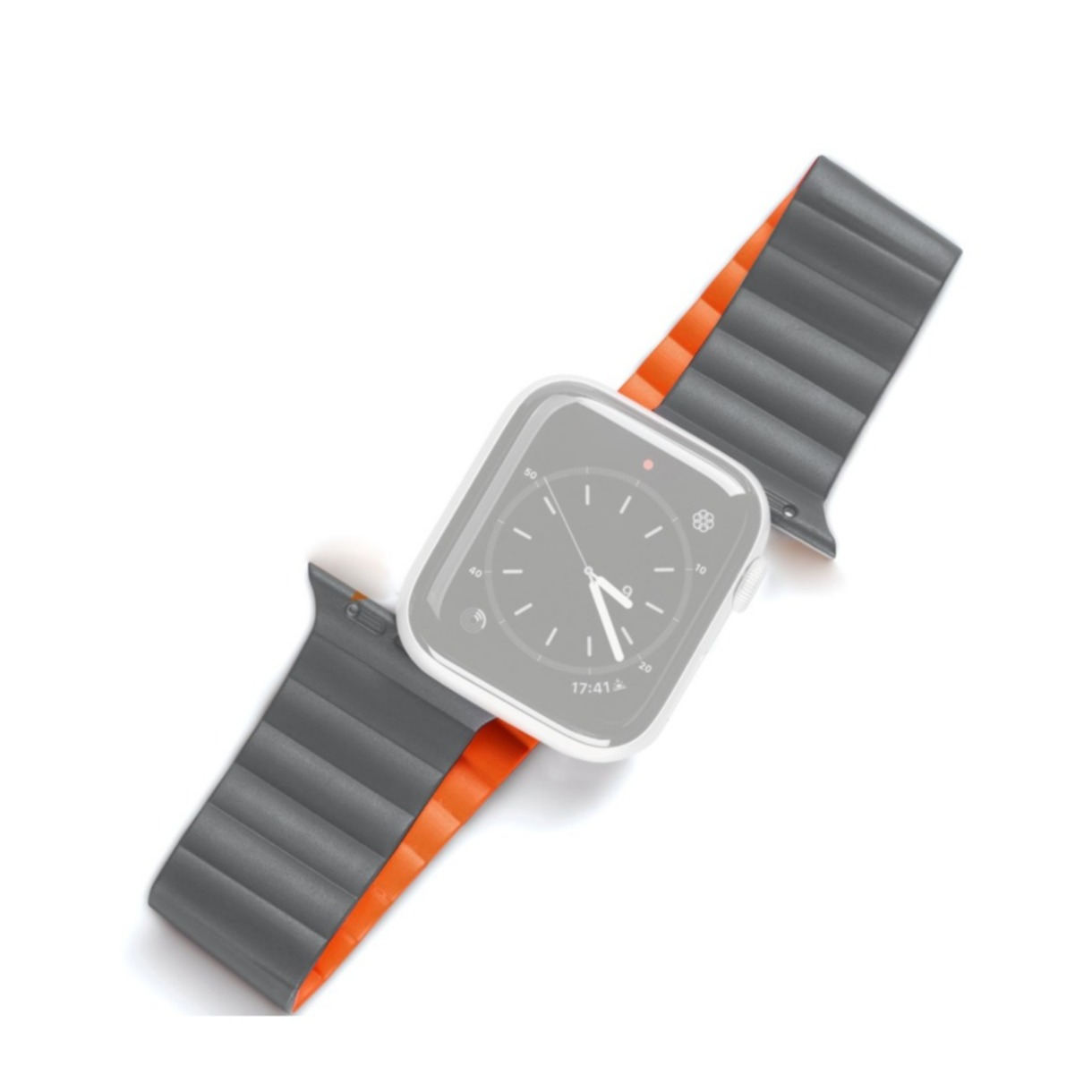 Image of Dux Ducis - Apple Watch (45/44/42 mm) Silikon Armband mit Magnetverschluss (Gelenkumfang: 160-240mm) - Grau / Orange bei Apfelkiste.ch