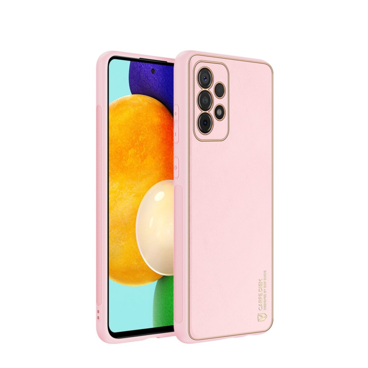 Image of Dux Ducis - Samsung Galaxy A52s 5G / A52 (5G) Galvanisierte Hardcase Hülle mit Lederüberzug - Rosa bei Apfelkiste.ch