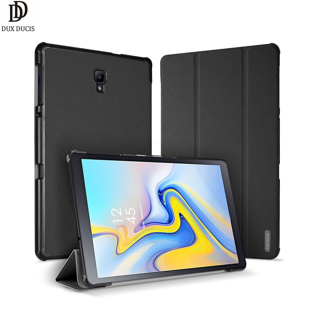 Samsung Galaxy Tab A2 10.5" Tasche Smart Cover Gummi Schutzhülle Stoff Design - Schwarz