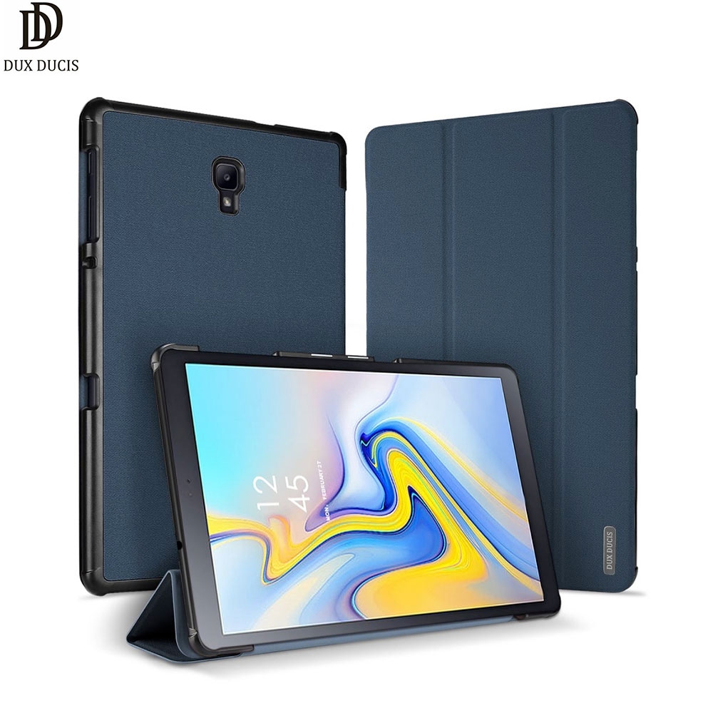 Samsung Galaxy Tab A2 10.5" Tasche Smart Cover Gummi Schutzhülle Stoff Design - Dunkelblau