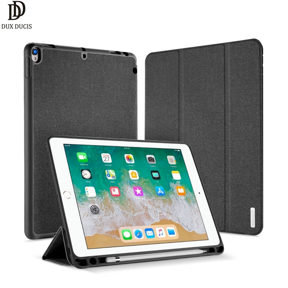 iPad Air 10.5" (2019) / iPad Pro 10.5" Tasche Smart Cover Gummi Schutzhülle Stoff Design mit Apple Pencil Halter - Schwarz