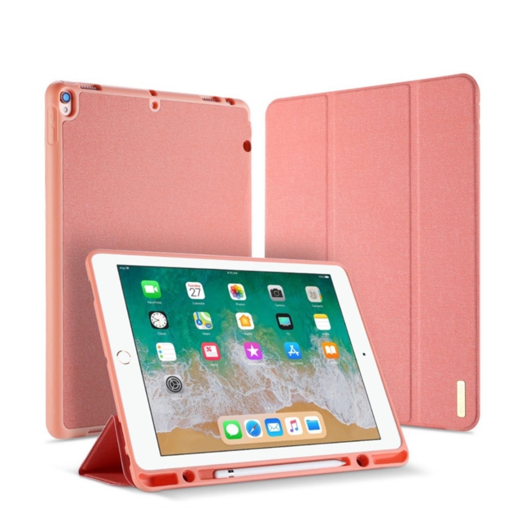 Image of Dux Ducis - iPad Pro 12.9" (2017) Tasche Smart Cover Hülle Stoff Design mit Apple Pencil Halter - Rosa bei Apfelkiste.ch