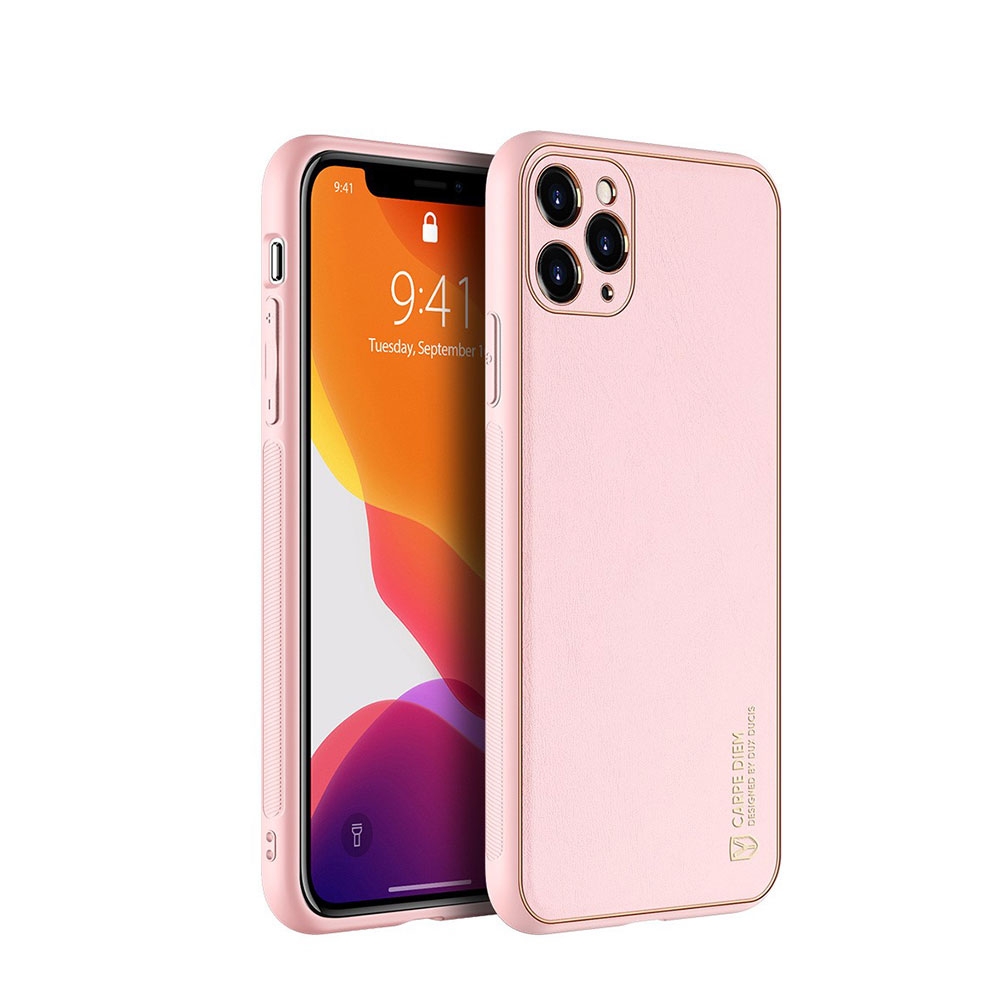 Image of Dux Ducis - iPhone 11 Pro Galvanisierte Hardcase Hülle mit Lederüberzug - Rosa bei Apfelkiste.ch