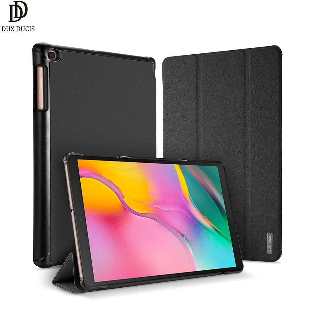 Samsung Galaxy Tab A 10.1 (2019) Tasche Smart Cover Gummi Schutzhülle Stoff Design - Schwarz