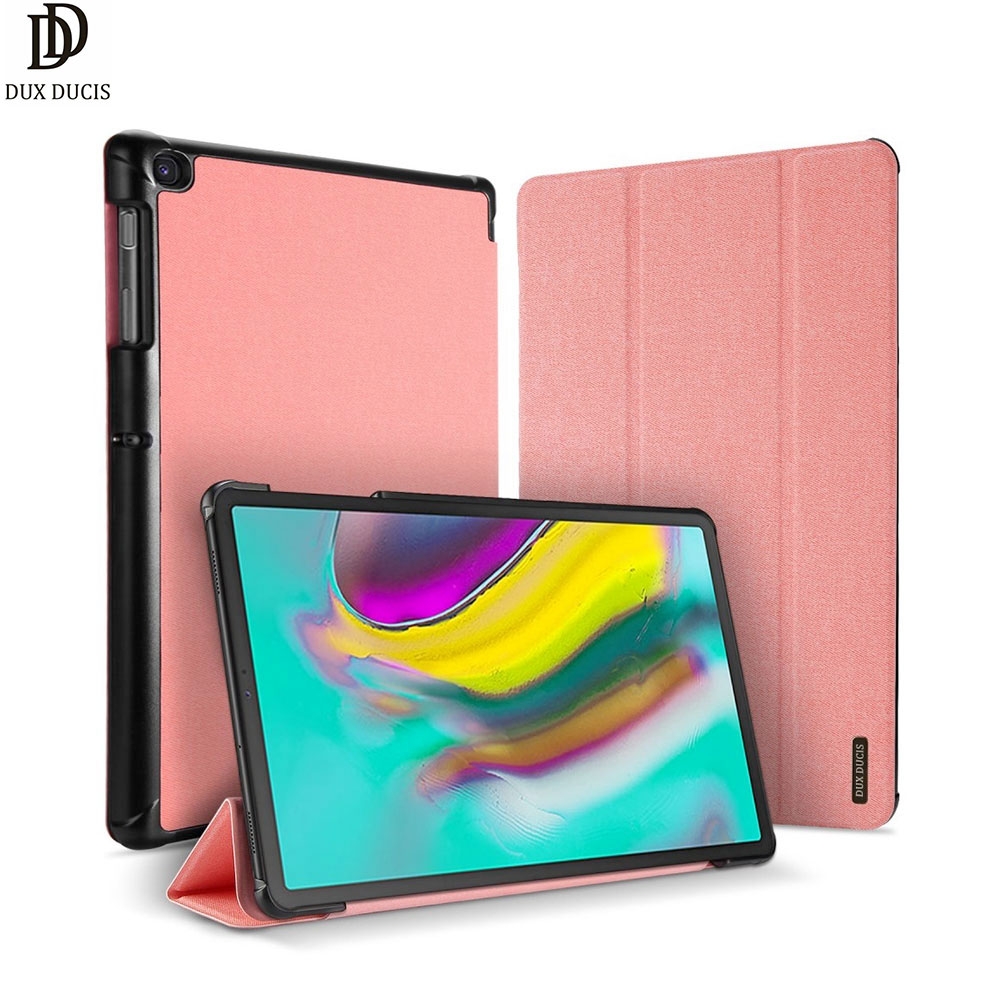 Samsung Galaxy Tab S5e 10.5" Tasche Smart Cover Gummi Schutzhülle Stoff Design - Rosa