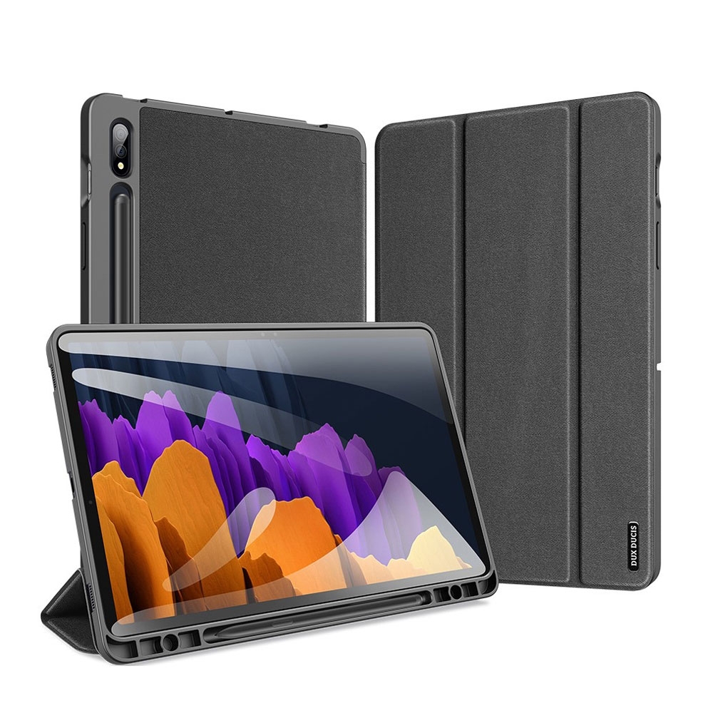 Image of Dux Ducis - Samsung Galaxy Tab S7 FE 5G / Tab S7+ Plus Tasche Smart Cover Hülle Stoff Design S-Pen Halterung - Schwarz bei Apfelkiste.ch