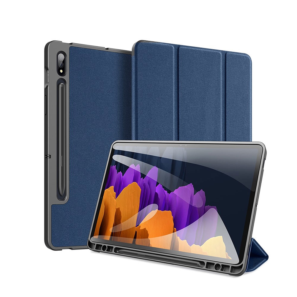 Image of Dux Ducis - Samsung Galaxy Tab S7 Tasche Smart Cover Hülle Stoff Design S-Pen Halterung - Dunkelblau bei Apfelkiste.ch