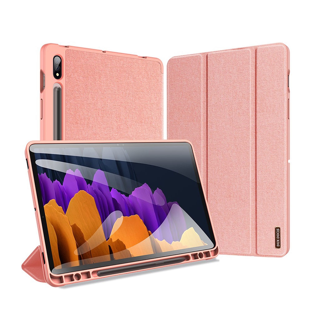 Image of Dux Ducis - Samsung Galaxy Tab S7 Tasche Smart Cover Hülle Stoff Design S-Pen Halterung - Roségold bei Apfelkiste.ch