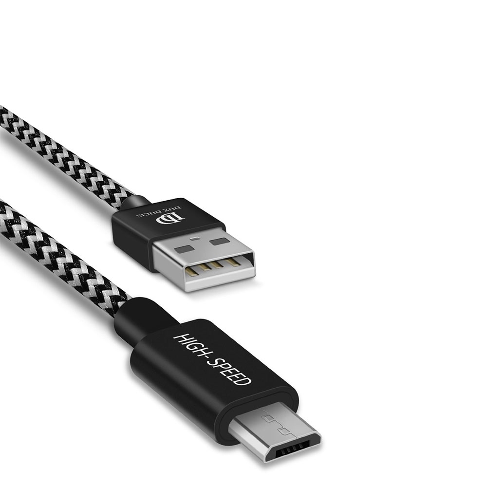 Image of Dux Ducis - (1m) 2.1A USB auf Micro USB Ladekabel Datenkabel Nylon - Schwarz / Weiss bei Apfelkiste.ch