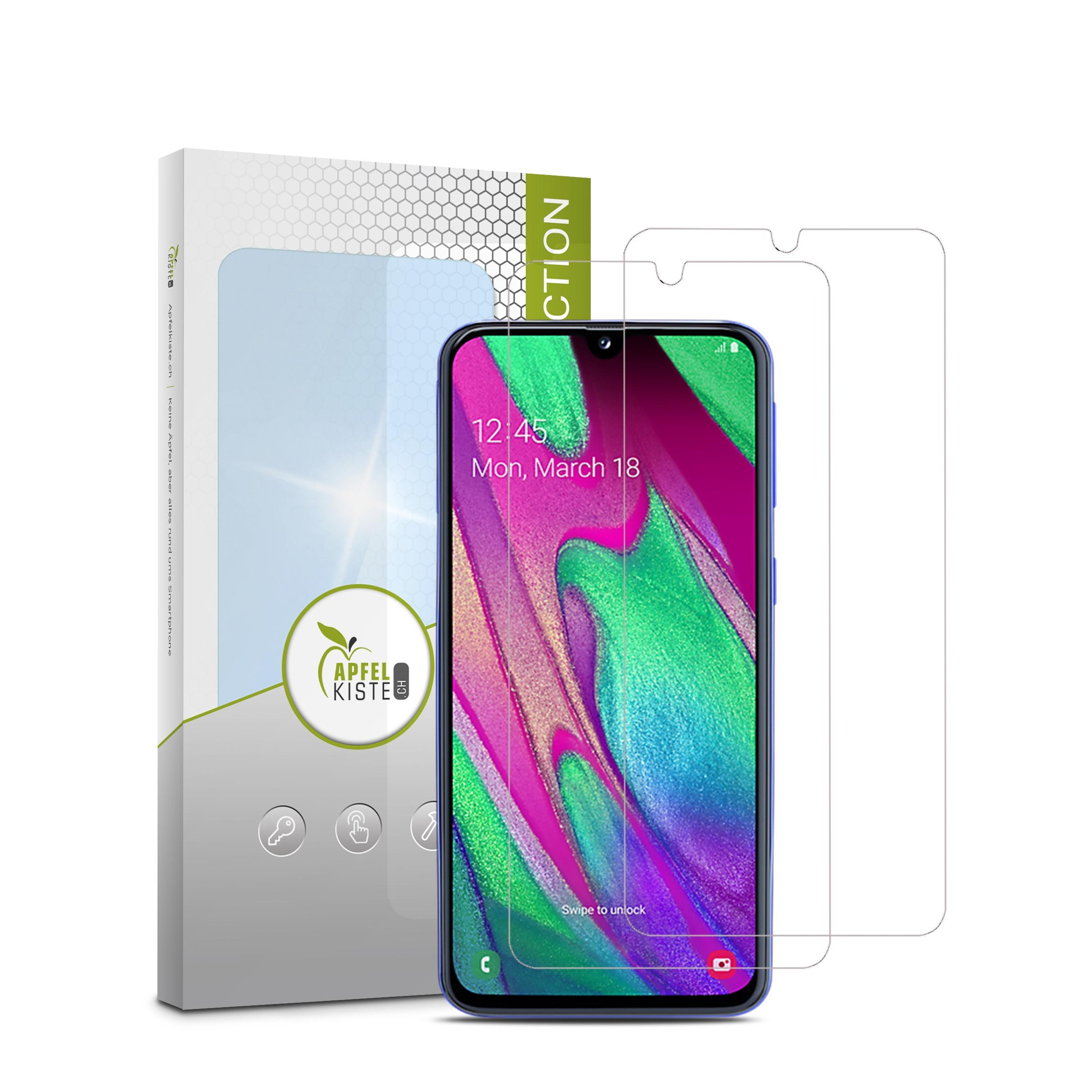 Image of Apfelkiste © - (2er Set) Samsung Galaxy A40 Panzer Glas Display Case Friendly 0.3mm bei Apfelkiste.ch