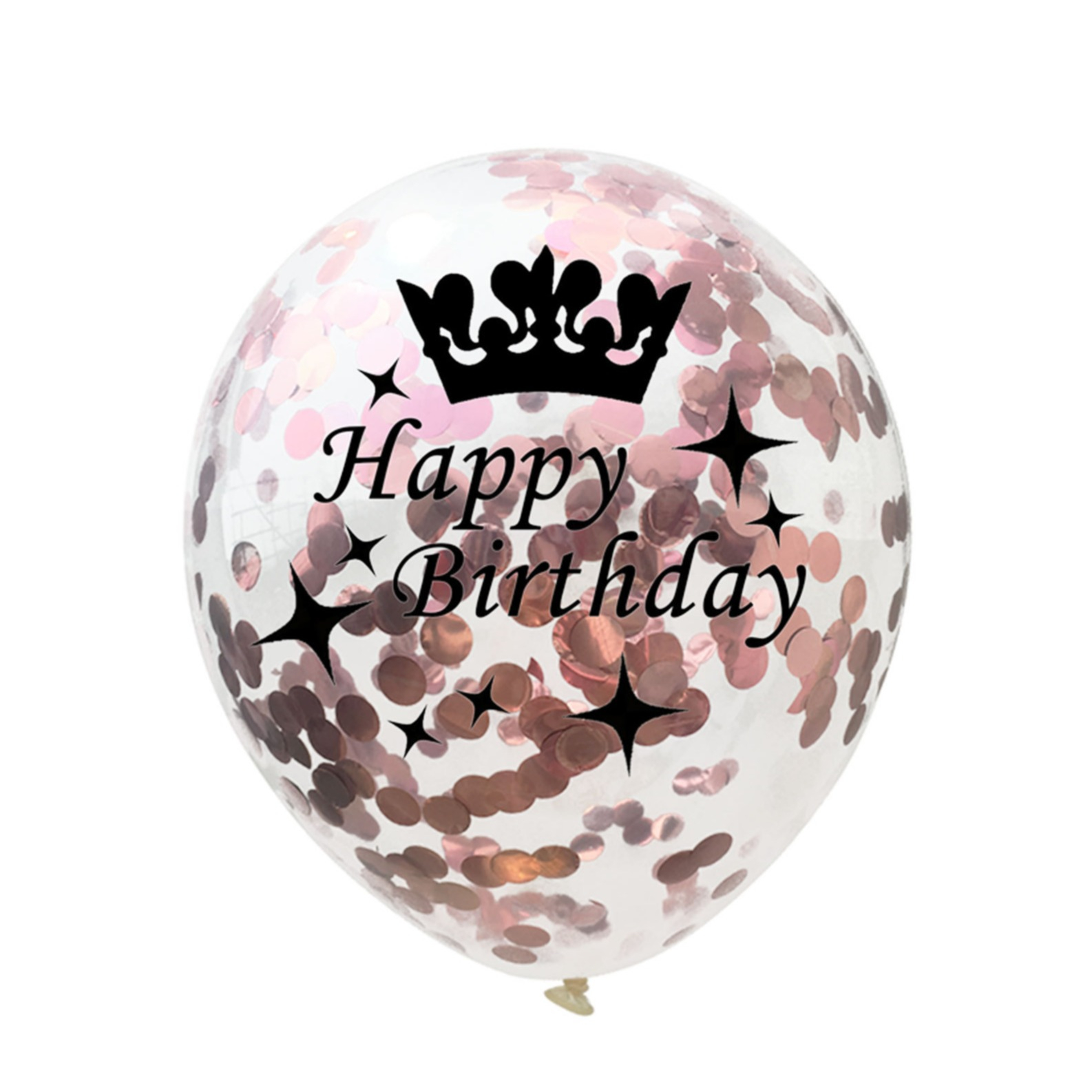 Image of (5er Set) Ø30cm Party Ballons Latex Luftballons Happy Birthday mit Konfetti - Roségold / Transparent bei Apfelkiste.ch