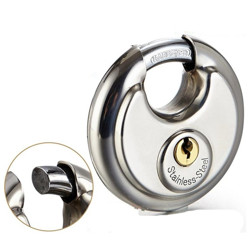 Image of (3-tlg. Set) Ø70mm Edelstahl Rundbügelschloss Vorhängeschloss mit Schlüssel (Anti-Rost) - Silber bei Apfelkiste.ch