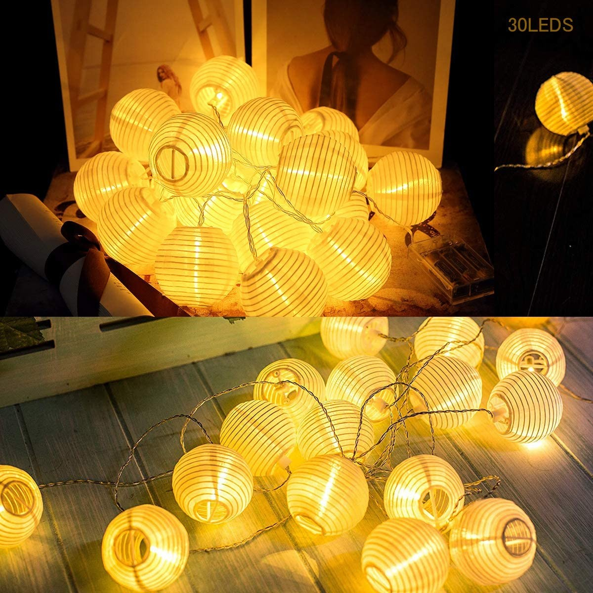 Melody Jane Puppenhaus Deckenlampe – Runde Lampion-Leuchte, Messing, LED- Batteriebetrieben, Maßstab 1:12