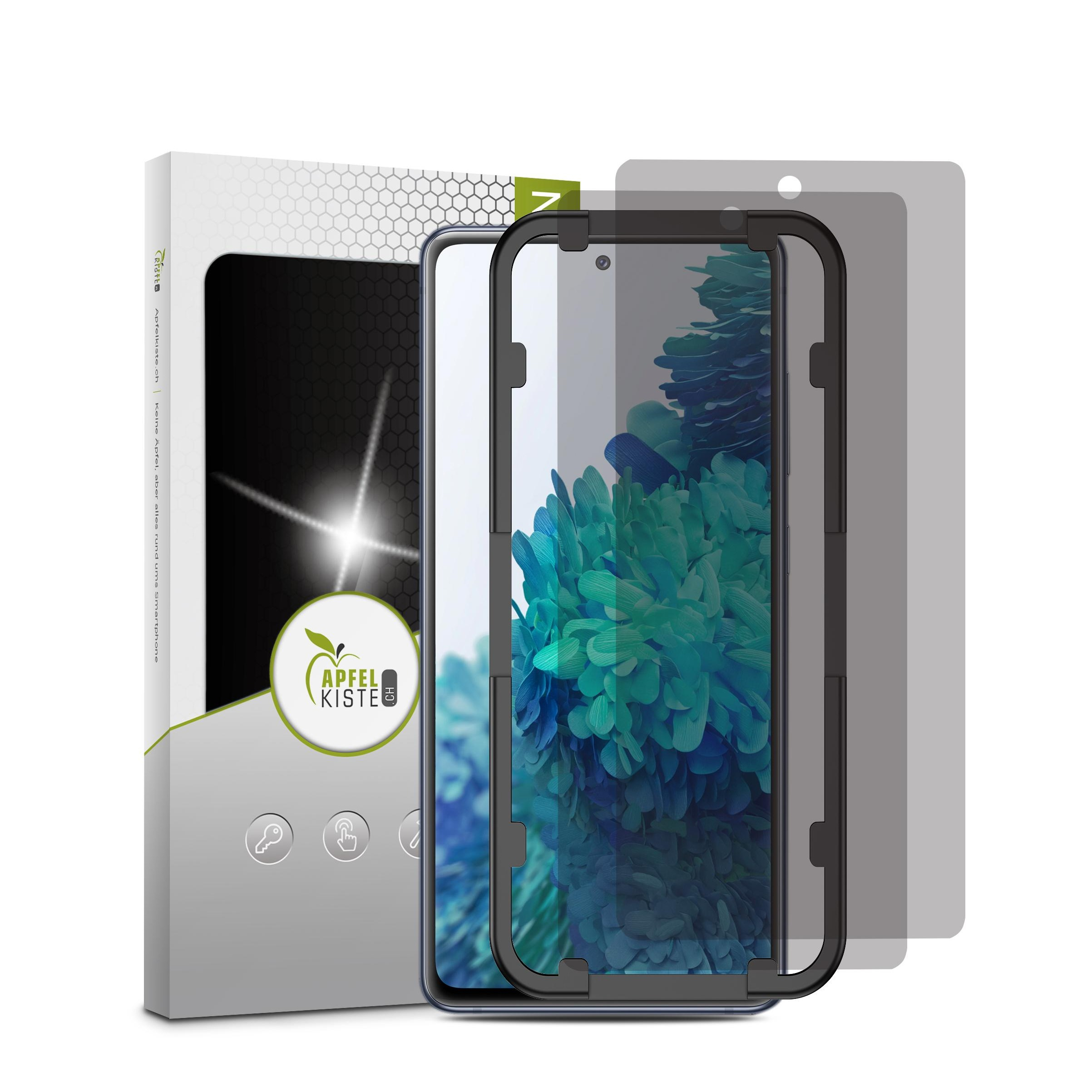 Image of Apfelkiste © - (2er Set) Samsung Galaxy S20 FE / S20 FE 5G Privacy Panzer Glas Display + Montagerahmen Case Friendly 0.3mm bei Apfelkiste.ch