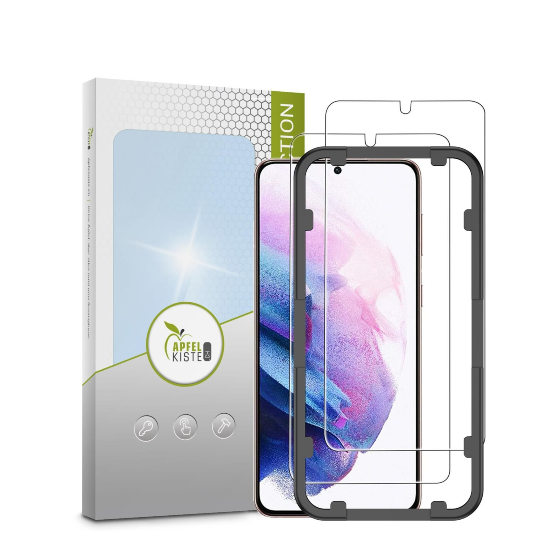 Image of Apfelkiste © - (2er Set) Samsung Galaxy S22 5G Panzer Glas Display + Montagerahmen Case Friendly 0.3mm bei Apfelkiste.ch