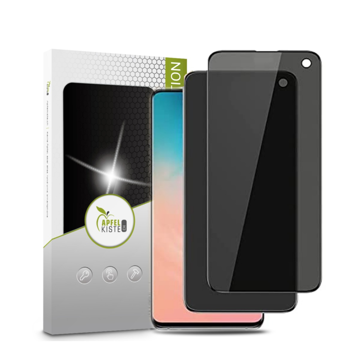 Image of Apfelkiste © - (2er Set) Samsung Galaxy S10 Privacy Panzer Glas Display Case Friendly 0.3mm bei Apfelkiste.ch