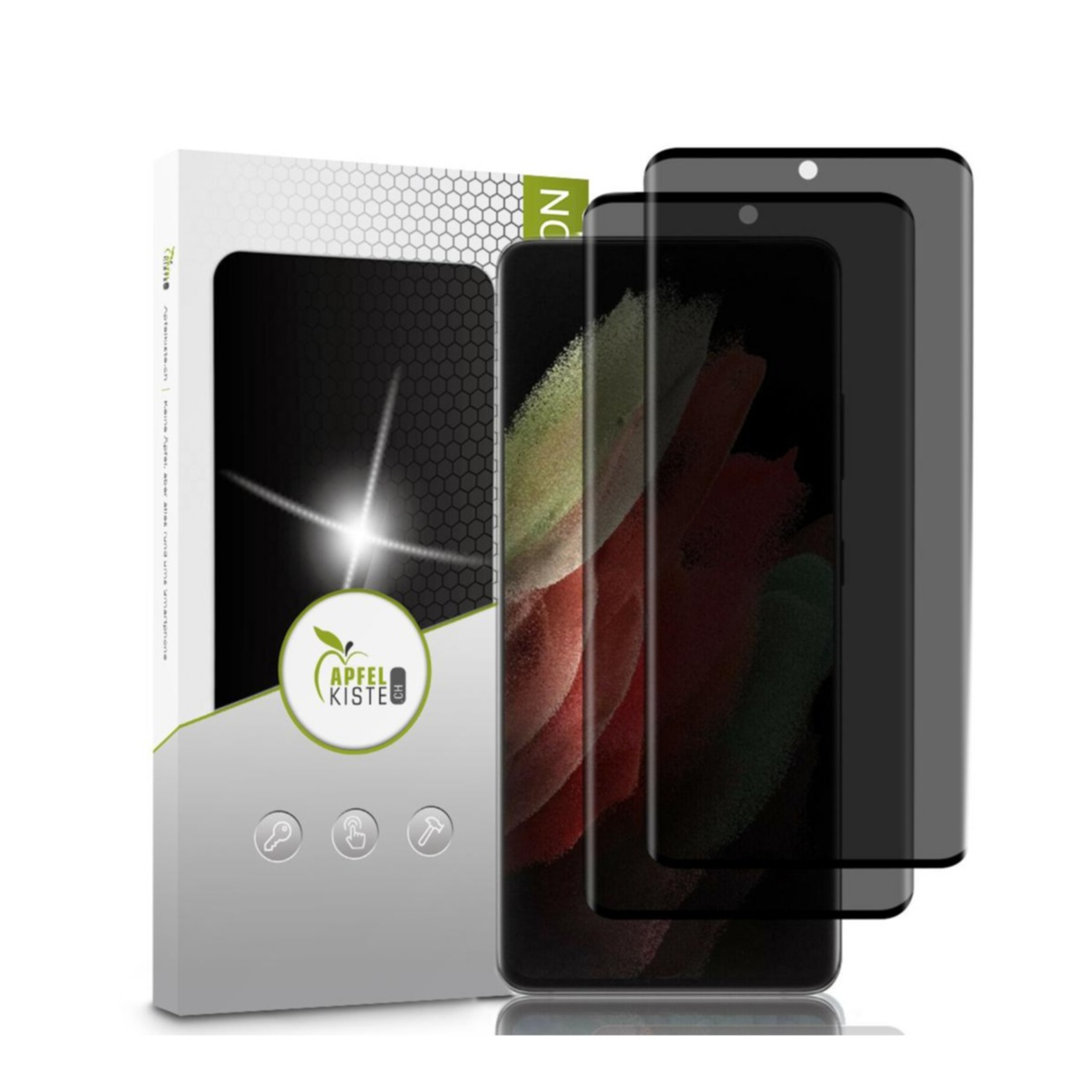 Image of Apfelkiste © - (2er Set) Samsung Galaxy S21 Ultra 5G Privacy Panzer Glas Display Case Friendly 0.3mm bei Apfelkiste.ch