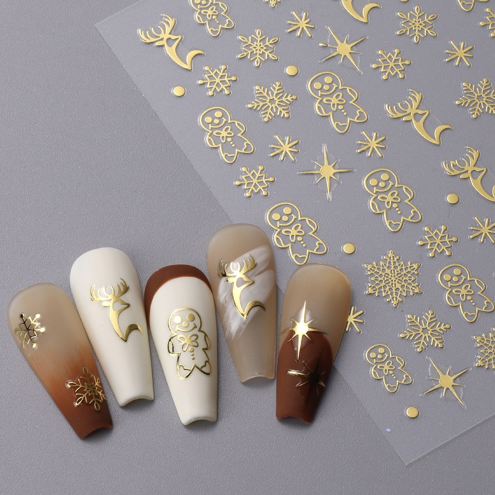 Künstliche Nägel Für Weihnachten – 24 Stück Zum Aufkleben In Gold Love (mit Kleber)