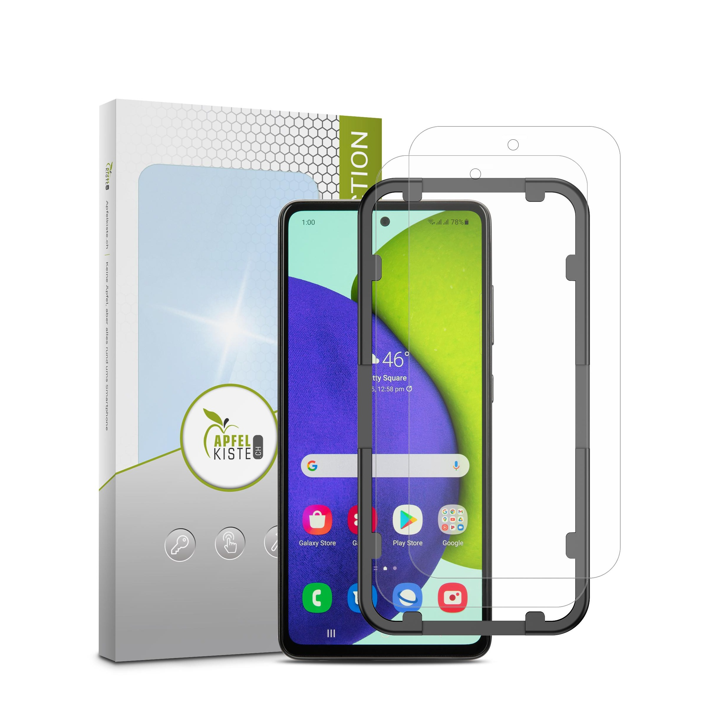 Image of Apfelkiste © - (2er Set) Samsung Galaxy A53 5G / A52s 5G / A52 (5G) Panzer Glas Display + Montagerahmen Case Friendly 0.3mm bei Apfelkiste.ch